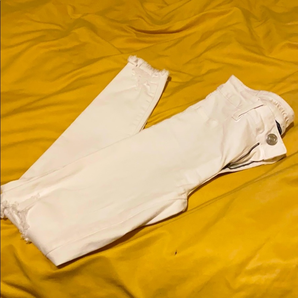 White high rise ripped skinny  jeans